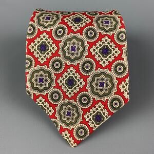 POLO by RALPH LAUREN Red Cream Green Silk Tie